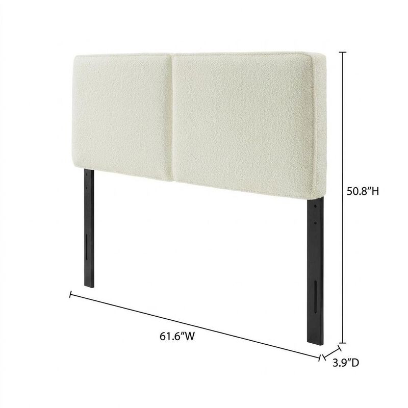 Boucle Fabric Queen Headboard in Neutral Tone, Plush Upholstery, Sturdy Frame image number 1
