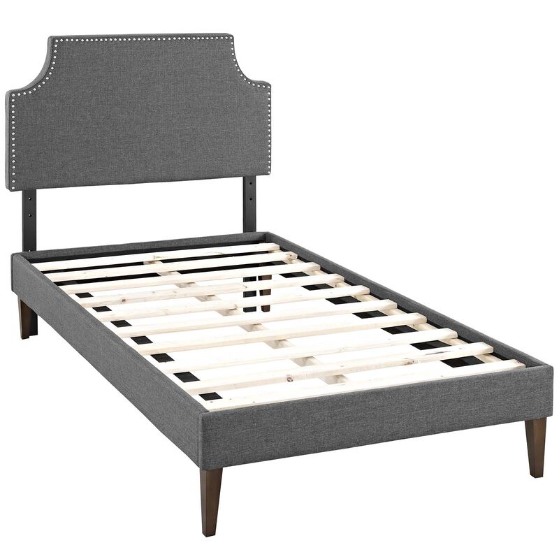 Modway - Corene Twin Fabric Platform Bed with Squared Tapered Legs Gray