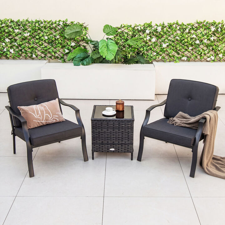 Set of 2 Patio Metal Chairs with Seat and Back Cushions for Outdoor