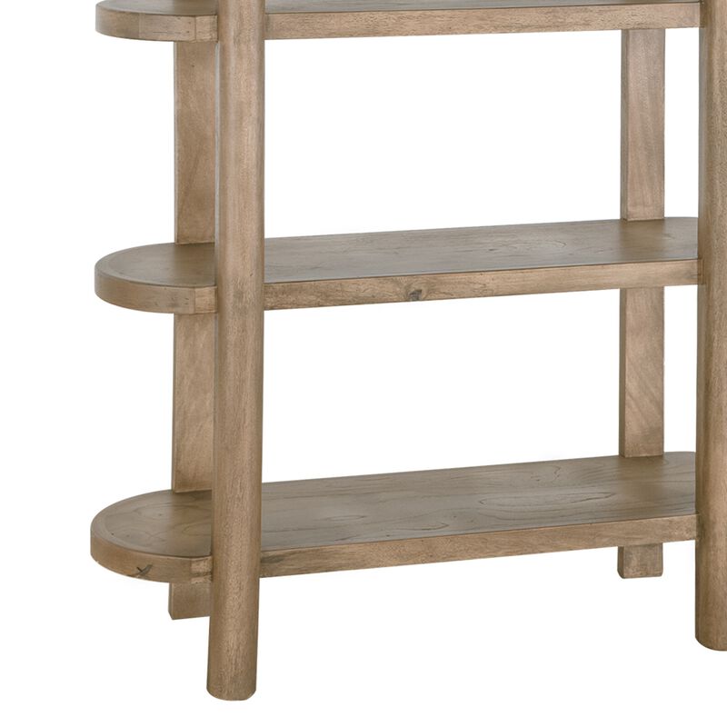 Eray Bookcase, 4 Tier Oval Shelves, Teak, Mango Wood, 71 Inch