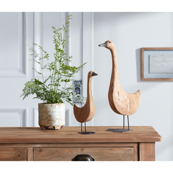 Set of 2 Goose Figurines &ndash; Charming Outdoor & Indoor D&eacute;cor for Home and Garden