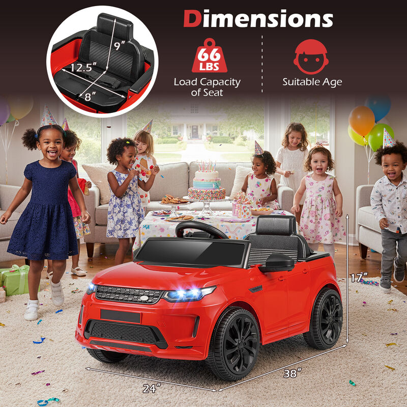 12V Kids Ride On Car with Remote Control, LED Lights, Music and Safety Belt image number 2