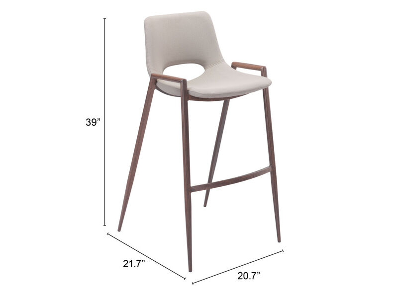 Desi Barstool (Set of 2) Beige & Walnut