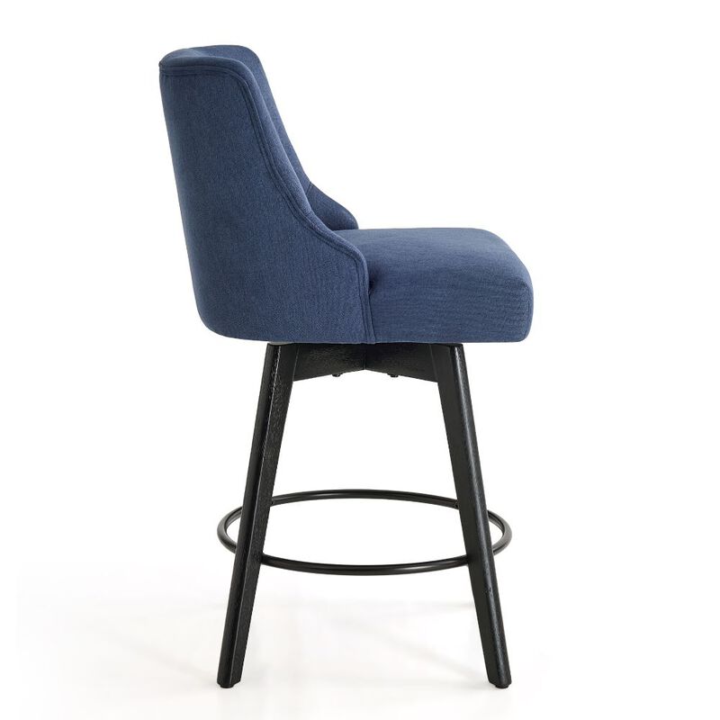 Counter Height Bar Stools, 26" Swivel Barstools with Backs, Linen Bar Chairs for Dining Room, Blue image number 8