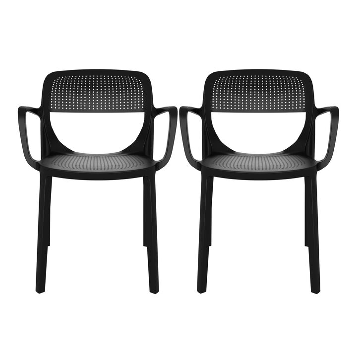 WestinTrends Outdoor Stackable Plastic Resin Patio Dining Armchair (Set of 2)