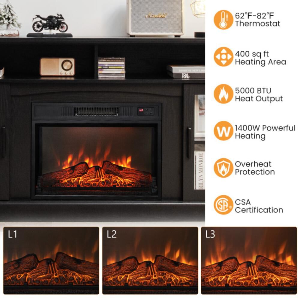 Hivvago Fireplace TV Stand for TVs Up to 65 Inch with Side