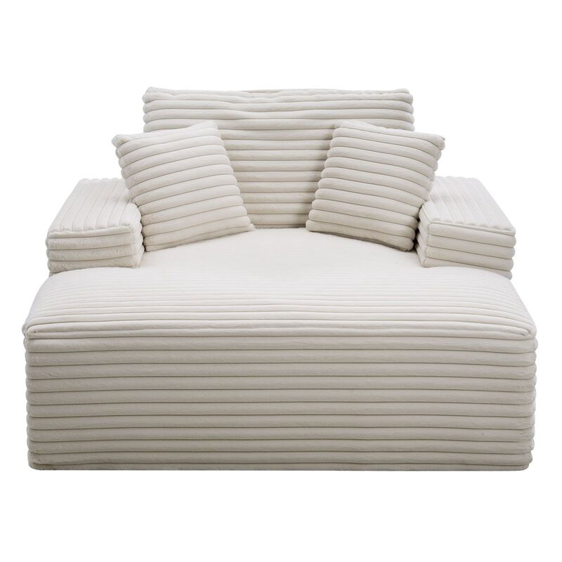 Boneless Chaise Lounge Chair, Oversized Upholstered Reading Sofa with Pillows - Beige image number 0