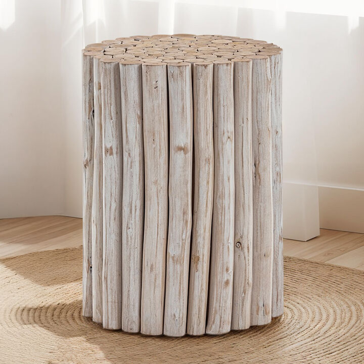 Raveliqua White Wood-Stick End Table