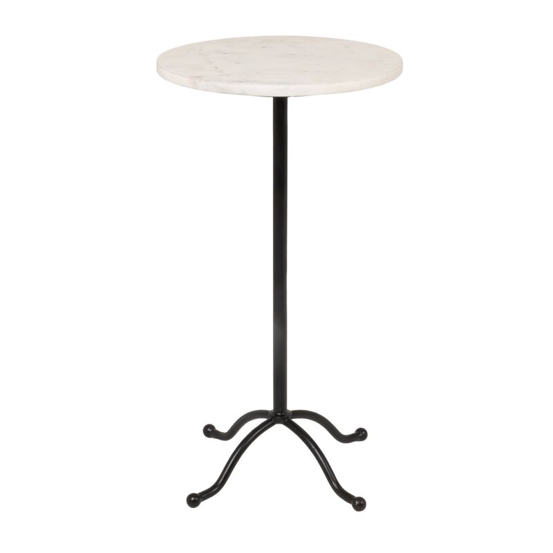 Marble Pedestal Side Table, White and Black image number 0