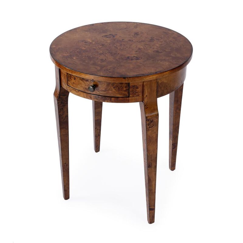 Butler Specialty Archer 1 Drawer Burl Side Table, Light Brown image number 0