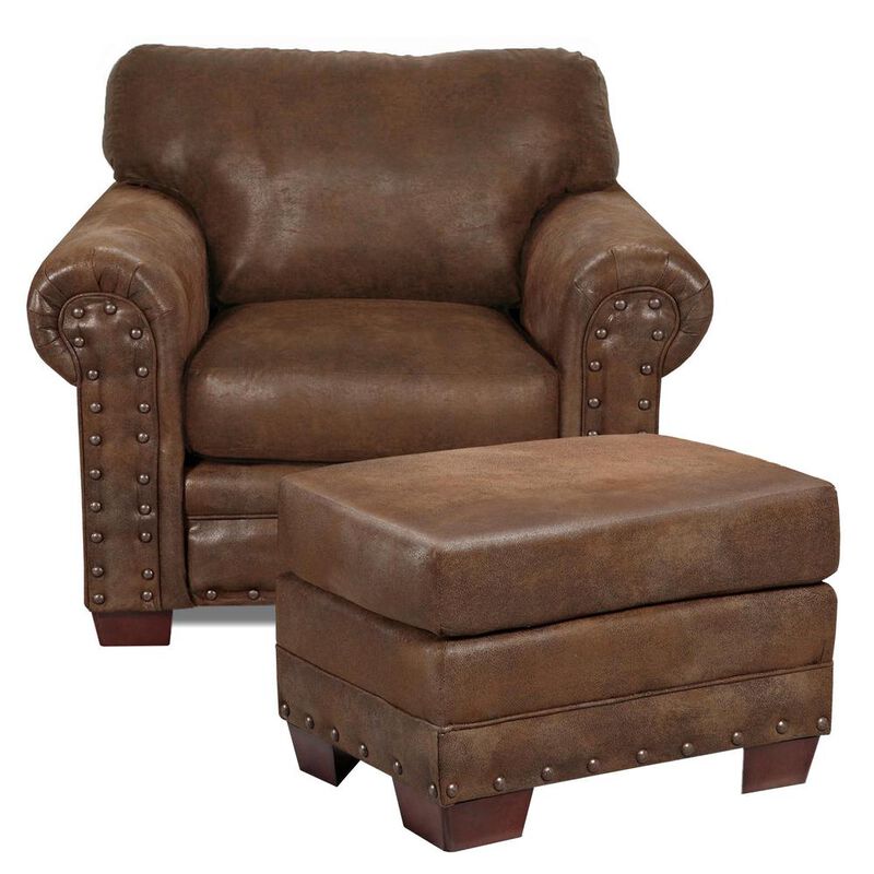 American Furniture Classics Buckskin Armchairs with Matching Ottoman