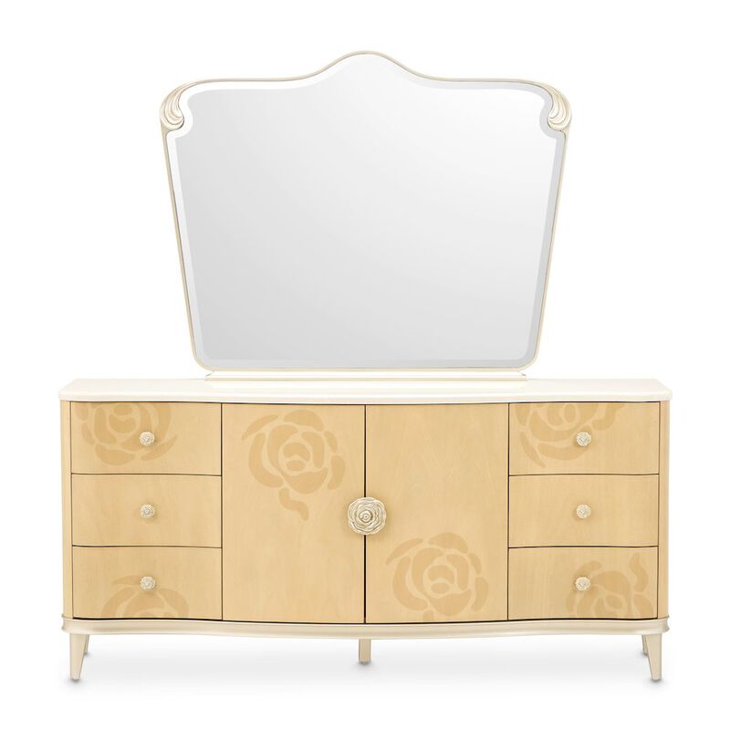 Camellia Field Dresser & Mirror - Caramel image number 0