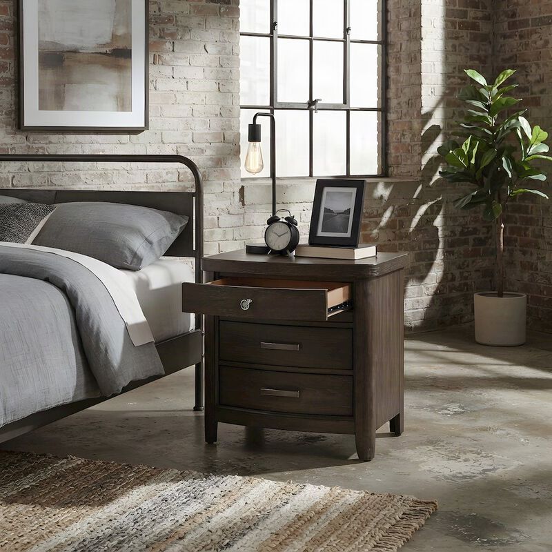 FurniFact Solid Rubberwood Veneer Nightstand with Drawer, Bedside Table image number 4