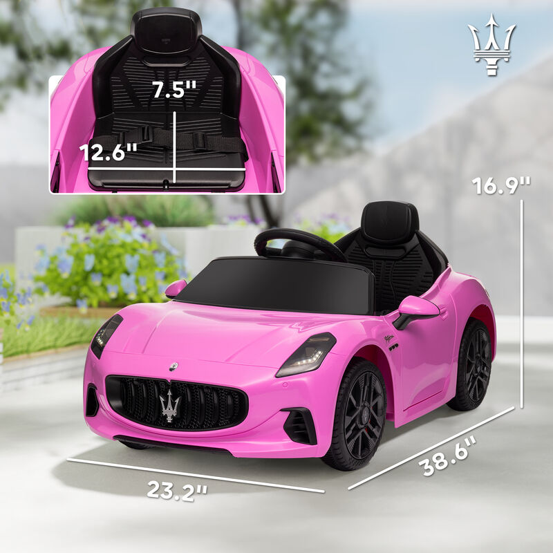 BreeBe Maserati Gran Turismo Licensed 12V Kids Electric Car w/ Remote Control, Soft Start, LED Lights, Music, Horn image number 2