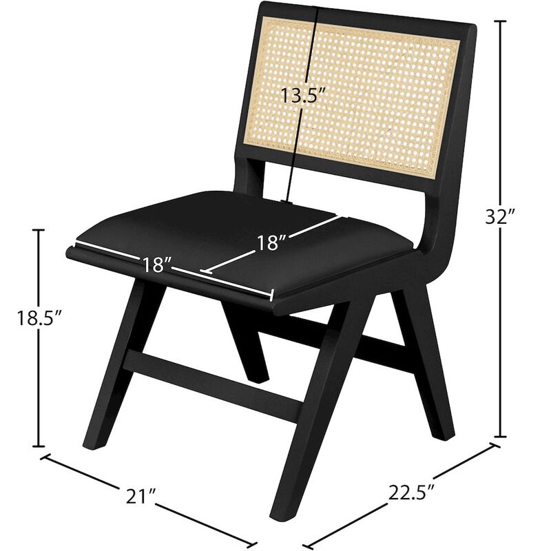 Meridian Furniture Abby Black Vegan Leather Dining Side Chair, Set of 2