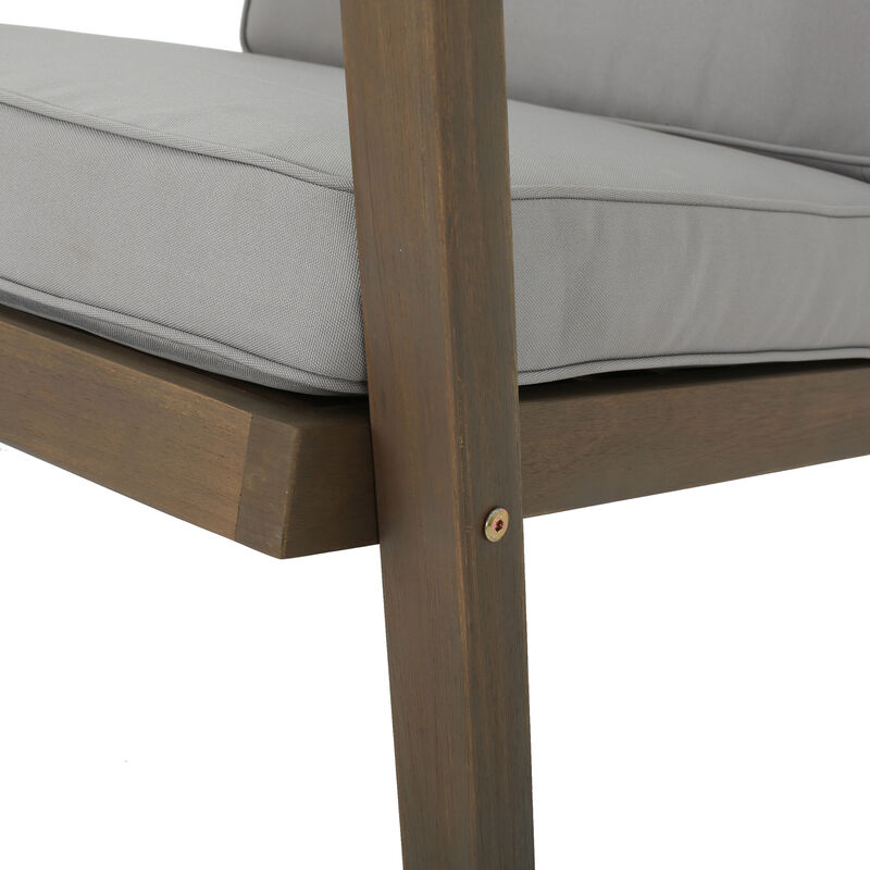 Merax 3 PCS Wood Frame Patio Chairs Table Conversation Set