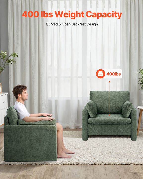 Modern Upholstered Accent Chair with Armrests and Arched Back