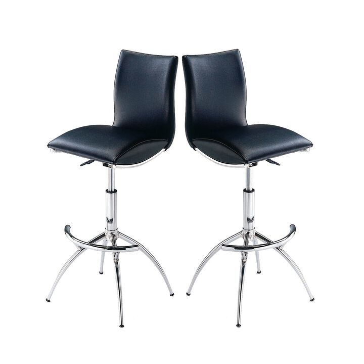 Streamdale Modern Barstool Leatherette/Chrome Adjustable Height In Black Color