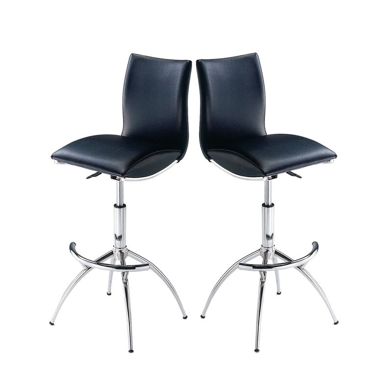 Streamdale Modern Barstool Leatherette/Chrome Adjustable Height In Black Color image number 0