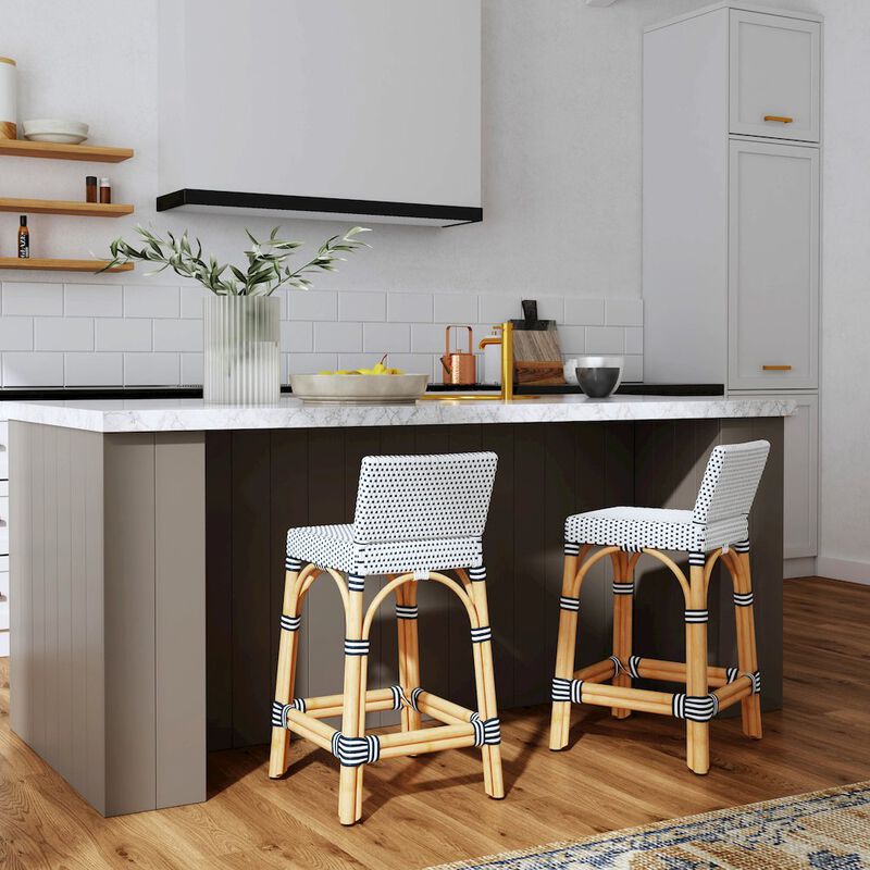 Butler Specialty Serienna 24.5 in. Seat Height Rectangular  Rattan Low Back Counter Stool