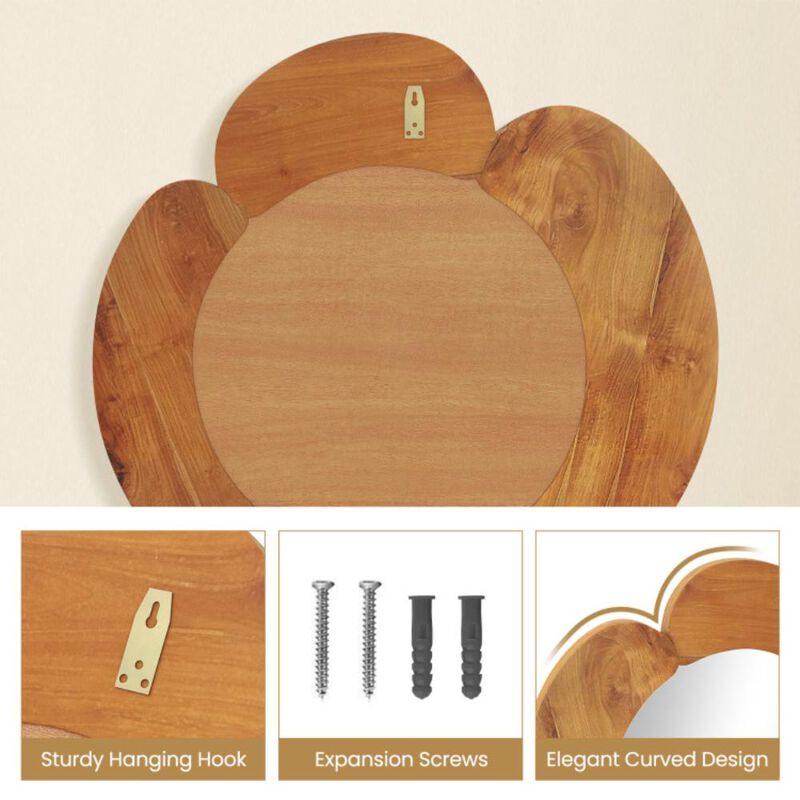 Hivvago Rustic Hanging Vanity Mirror with Teak Wood Frame