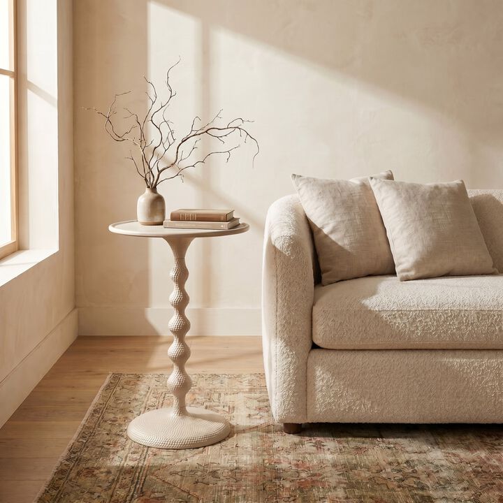 Hammered Metal Table, White