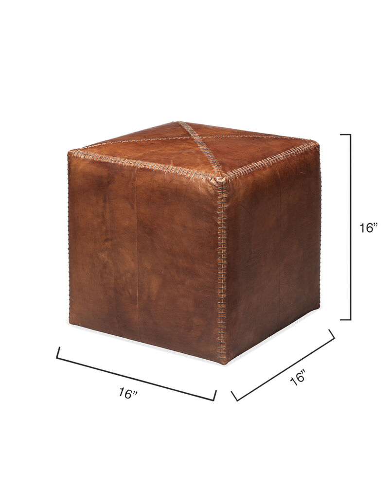 Tobacco Leather Ottoman