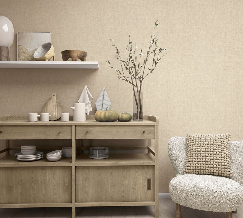 The Woods and Wicker Uni Beige Wallpaper 33391