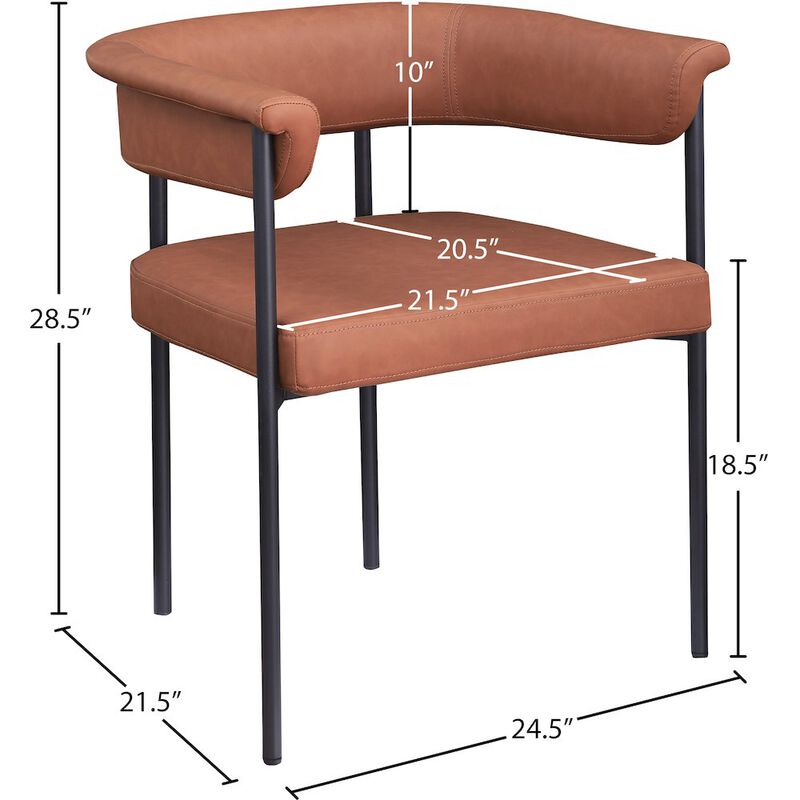 Meridian Furniture Malin Cognac Vegan Leather Dining Chair, Set of 2