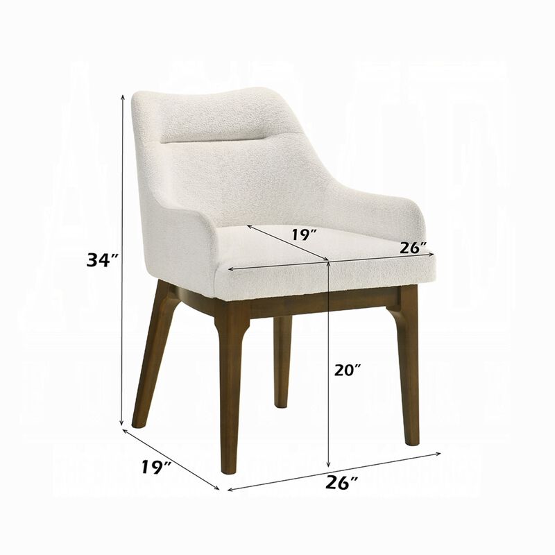 Pery Dining Side Chair Set of 2, White Chenille, Angled Oak Brown Legs image number 7