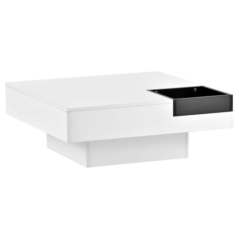 Modern Minimalist Design Square Coffee Table with Detachable Tray for Living Room