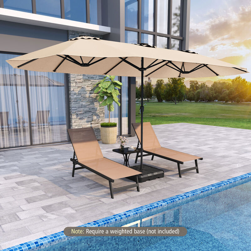 Extra-Large Patio Umbrella with LED Solar Lights and Crank Handle