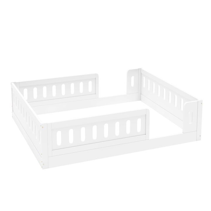 Merax Full Size Wood Platform Bed with Guardrail