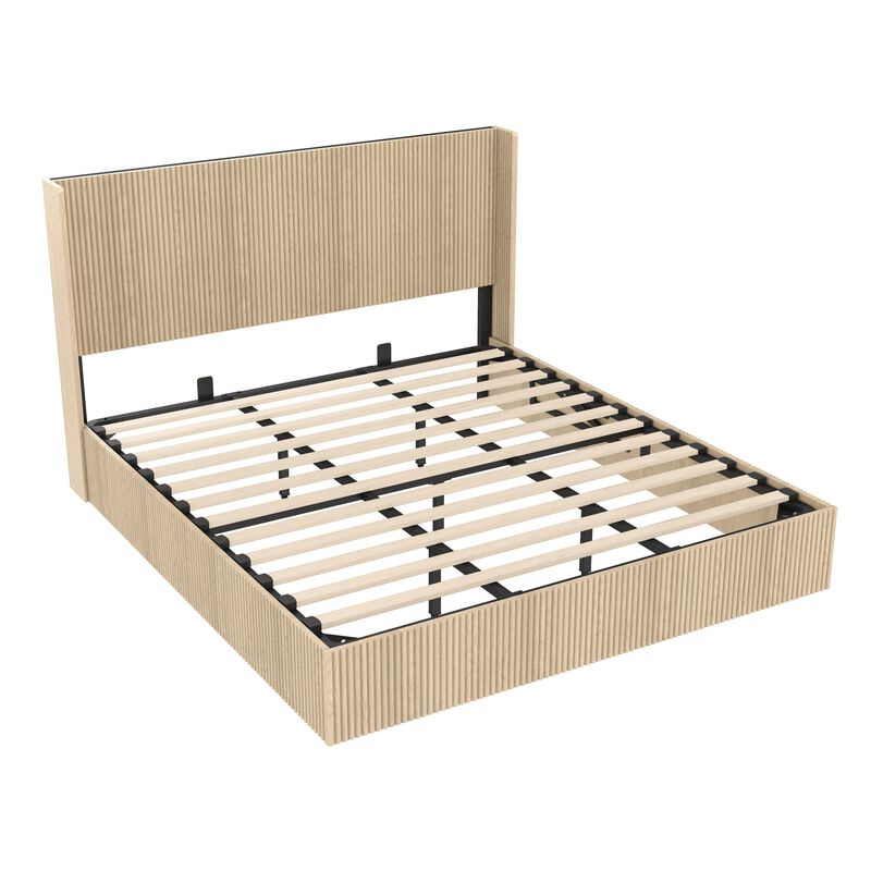 Cixt Fluted Lift Up Storage Bed Frame image number 4