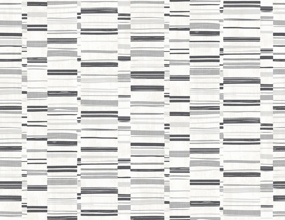 Fresnaye Black Linen Stripe Wallpaper