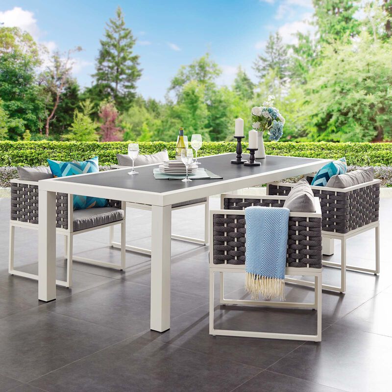 Modway - Stance 90.5" Outdoor Patio Aluminum Dining Table White Gray image number 1