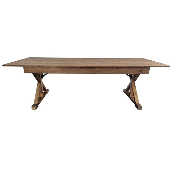 Flash Furniture 8' x 40 Farm Style Dining Table with X-Legs for Commercial and Residential Use