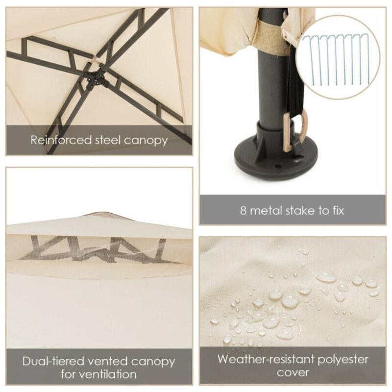 Hivvago Canopy and Garden Structures Gazebo with Netting for Outdoors