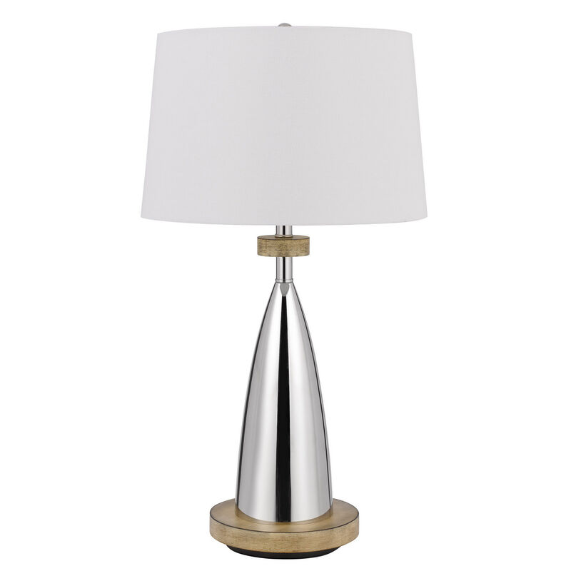 HomeRoots 31" Brown Metal Geometric USB Table Lamp With White Empire Shade image number 0