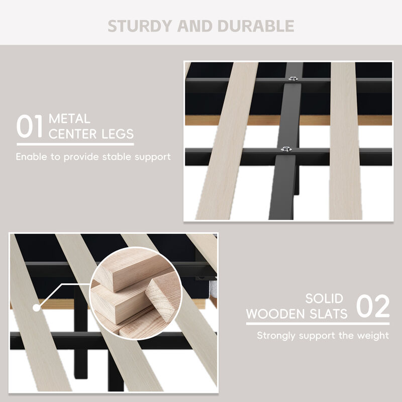 Merax Upholstered Bed Frame with Side Shelves