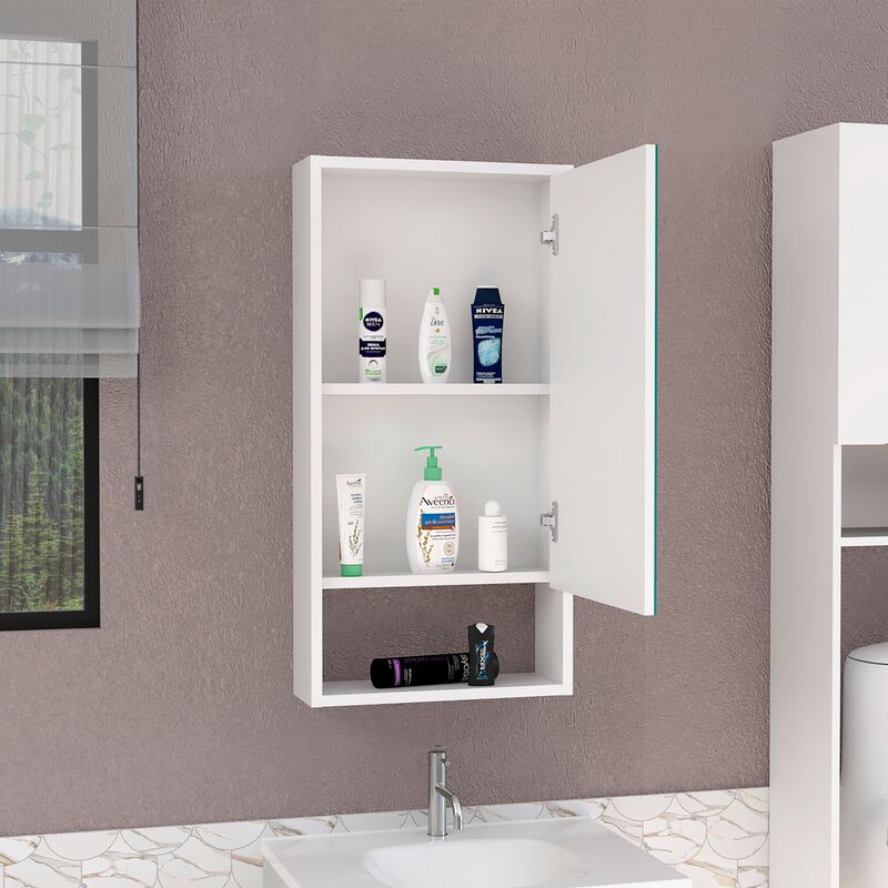 Mariana Medicine Cabinet, One External Shelf, Single Door Mirror Two Internal Shelves -Black