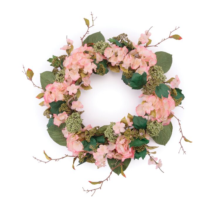 Hydrangea and Sedum Wreath for Front Door, Wall Decor, or Seasonal Display