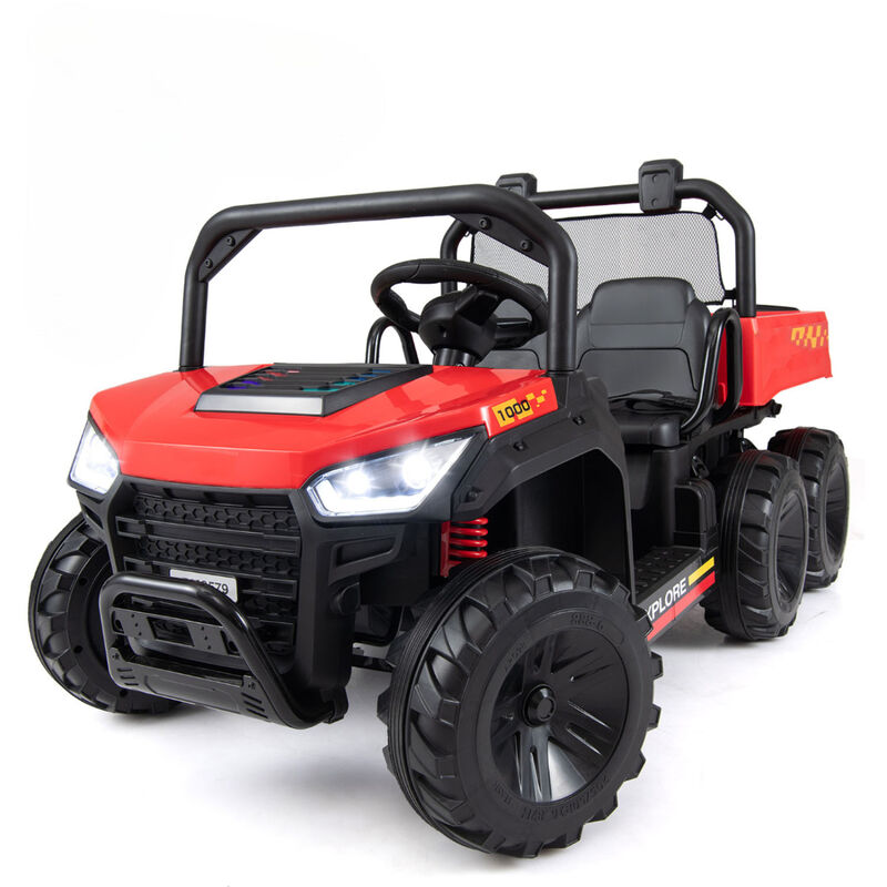 2 Seater 24V Ride On Dump Truck 4WD with Electric Dump Bed and Lights for Kids image number 0