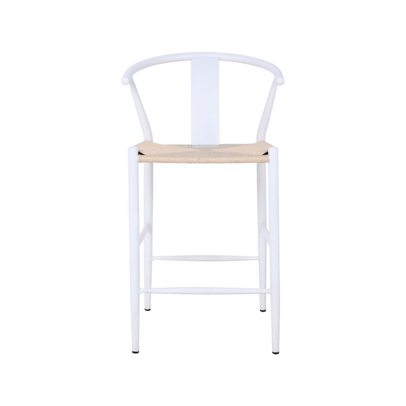 Meridian Furniture Beck Beige Hand Woven Rope Stool, Set of 2