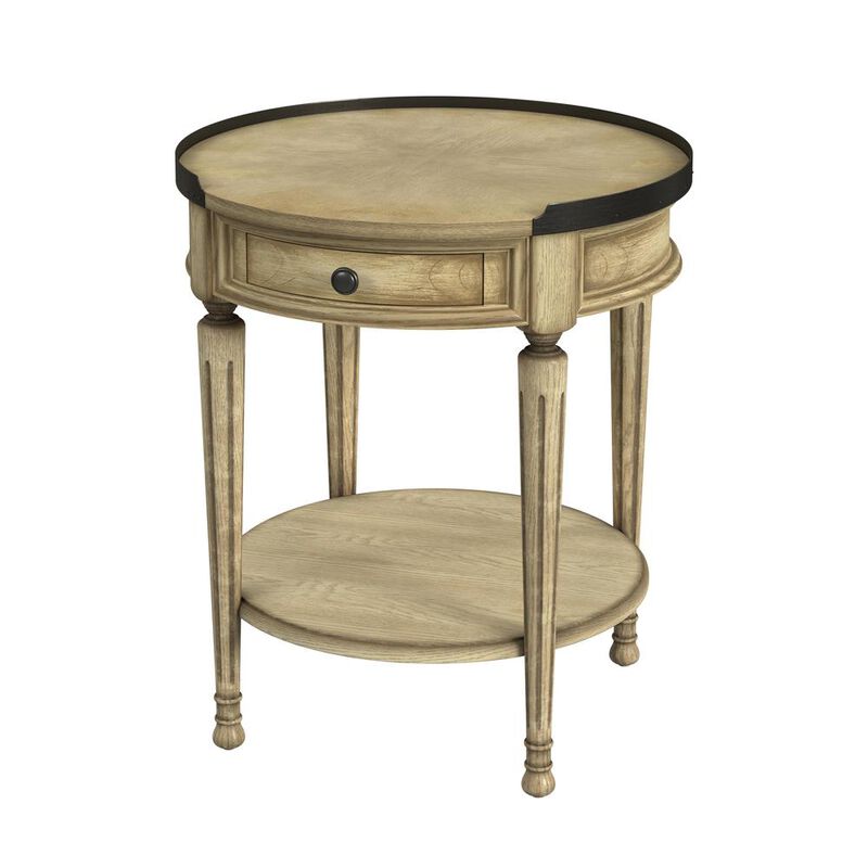 Butler Specialty Sampson Side Table with Storage, Beige