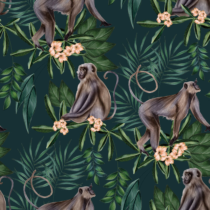 Morris Dark Blue Tropical Jungle Wallpaper (Set of 2)