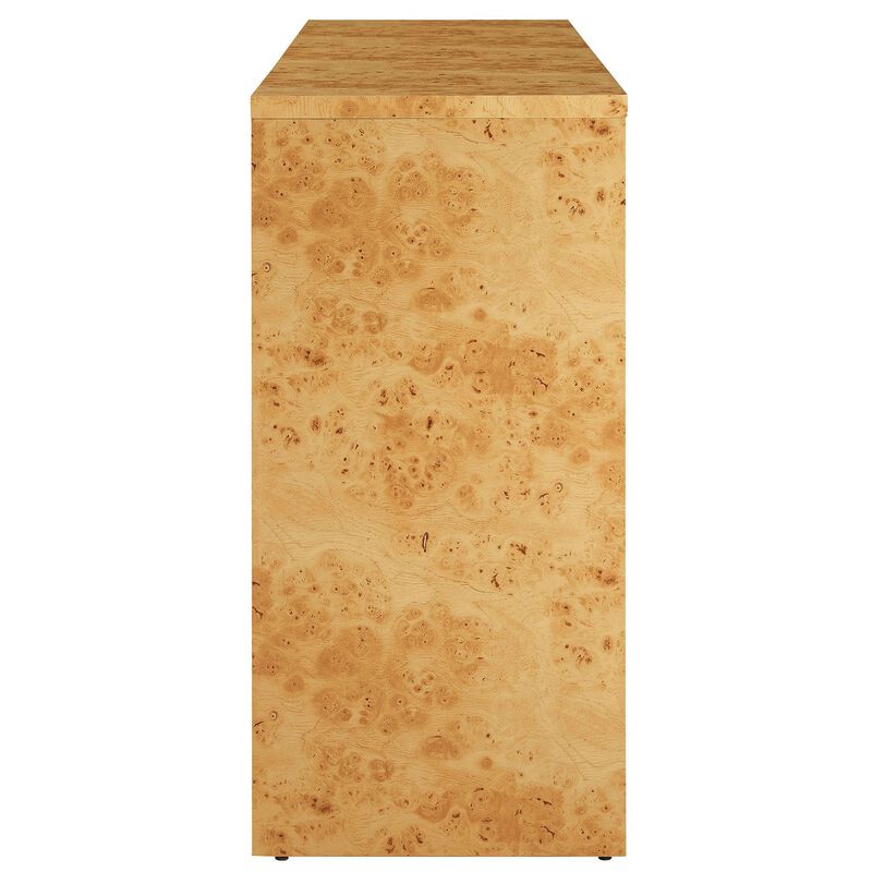Modway Hudson Burl Wood Sideboard with 3 Doors in Natural - Modern Buffet Cabinet - Versatile High TV Stand Media Cabinet - 60 Inch Storage Sideboard for Living Room with Doors and Shelves image number 7