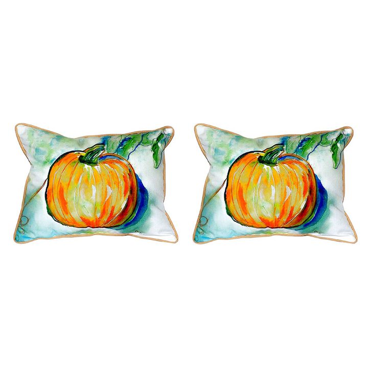 Pair Of Betsy Drake Poinsettia Small Outdoor Indoor Pillows 12 Inch X 12 Inch