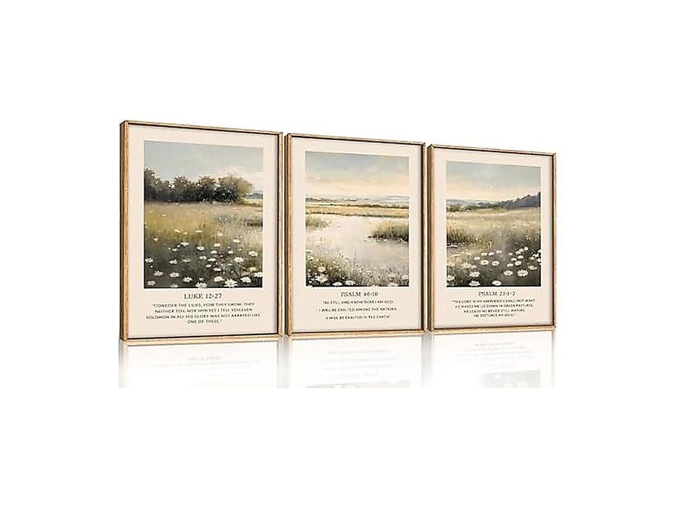 Christian Scripture Framed Canvas Wall Art Vintage Bible Verse Decor Jesus Room