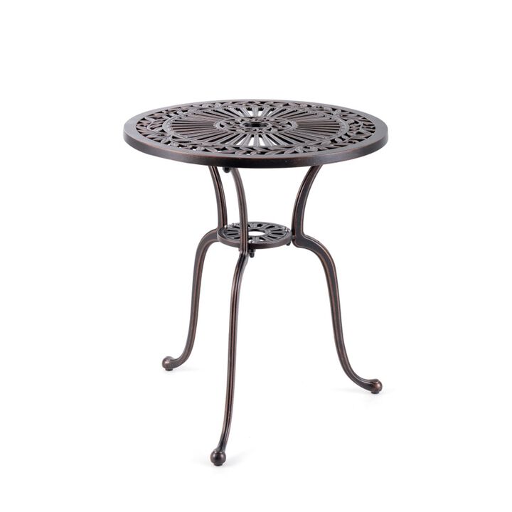 24" Round Cast Aluminum Patio Bar Table with 2" Umbrella Hole